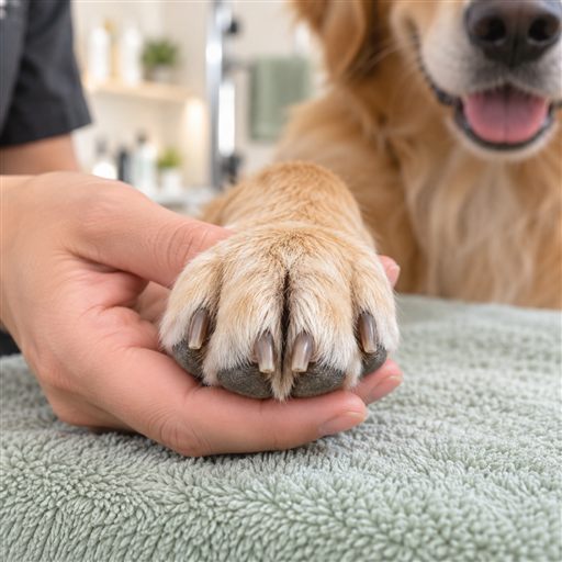 Patte de chien pendant le toilettage